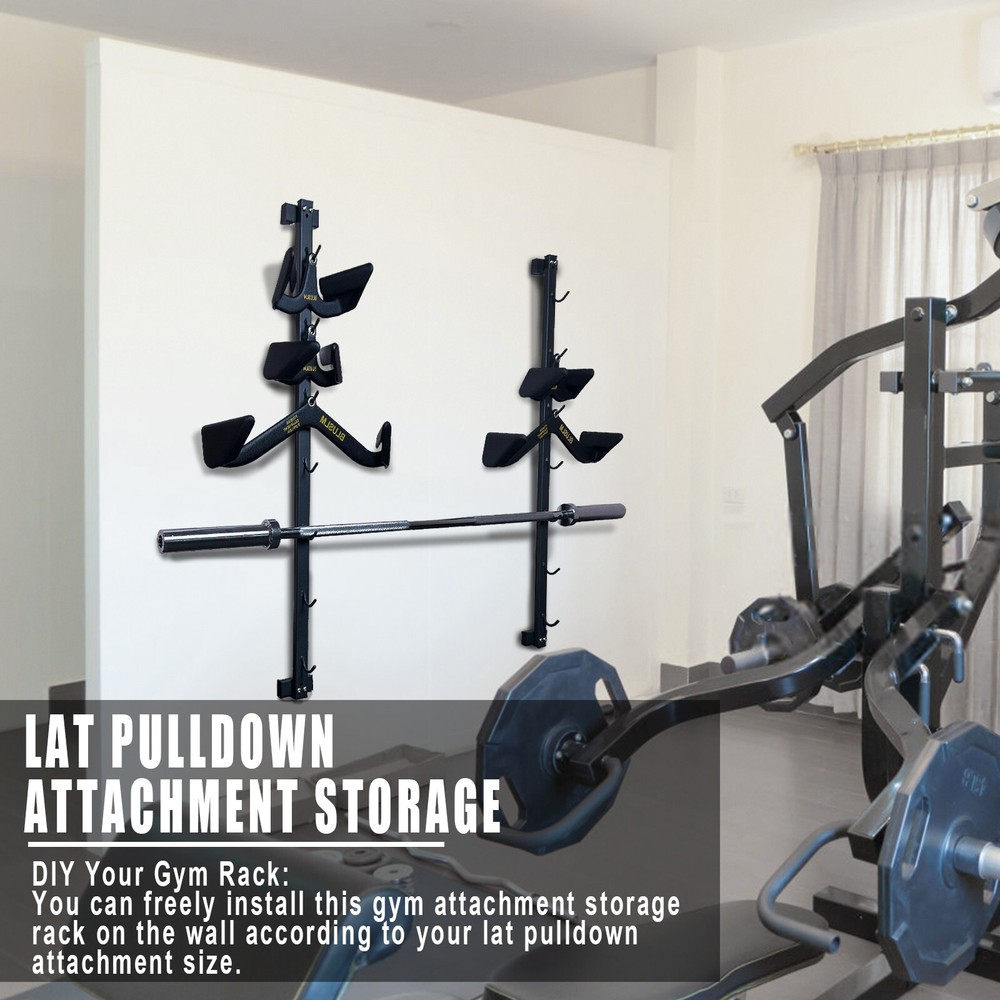 Storage Rack for Lat Pulldown Attachments Wall Mounted Lat Pull Down Bar for Gym