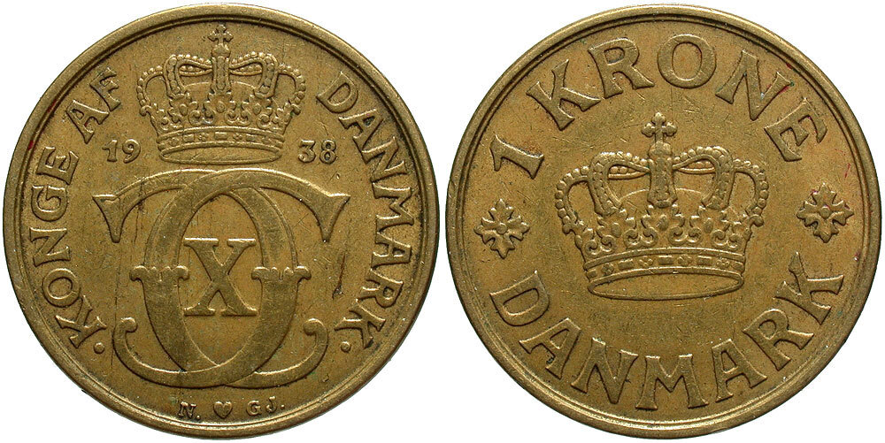 DENMARK 1938 1 Krone #WC71058