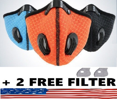 Face Mask Active Carbon Filter & Breathing Valve + 2 Free 5Layer PM 2.5 Filter ✅