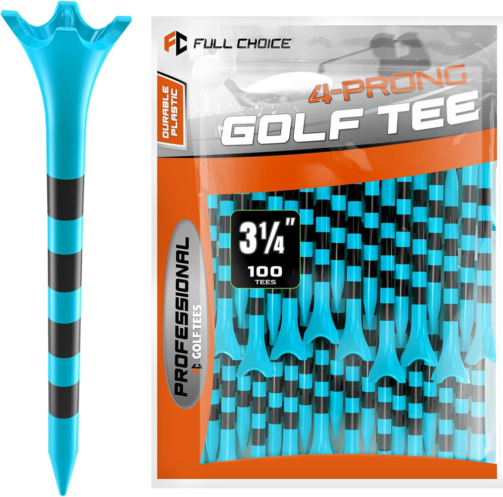 Full Choice100 Pack 3-1/4" Plastic Golf Tees, Enhanced Durability & Stability