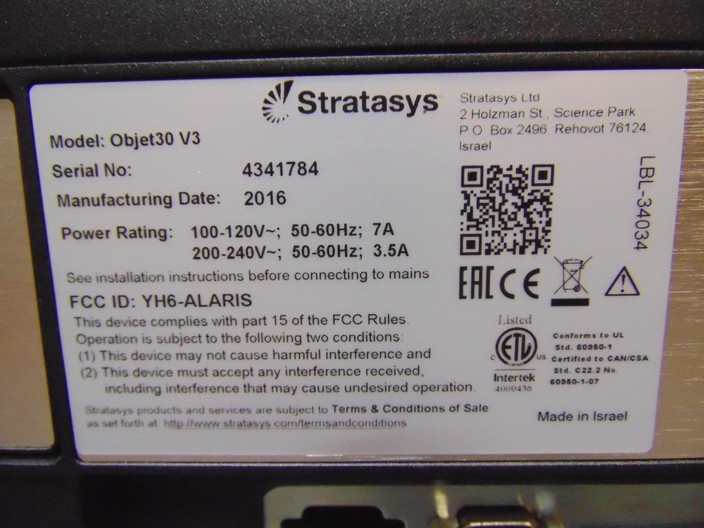 Stratasys Objet30 V3 3D Printer