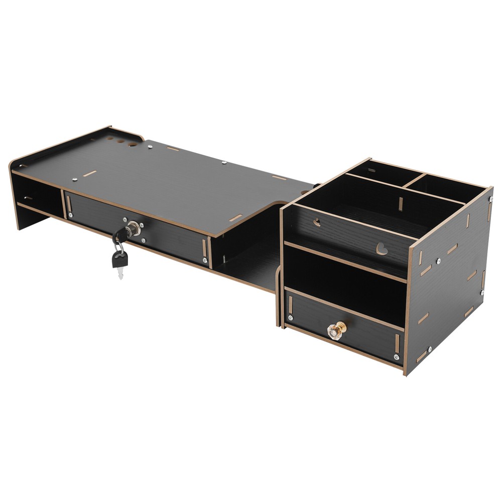 Monitor Stand Riser W/ Storage Organizer & Lock Drawer for Home Office Computer