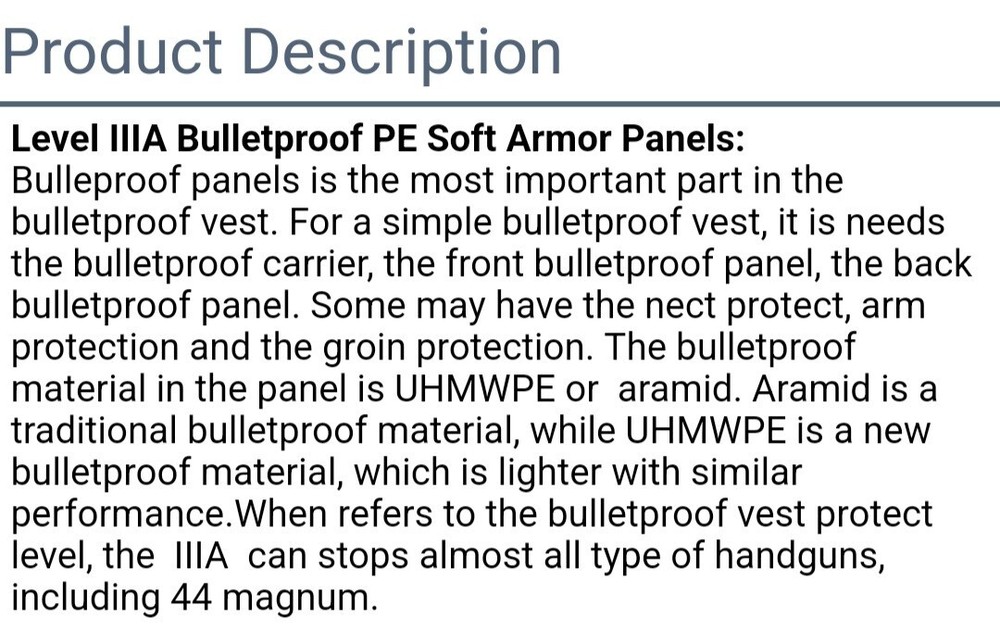 10 BULLETPROOF BACK PACK INSERTS OR VEST INSERT llla