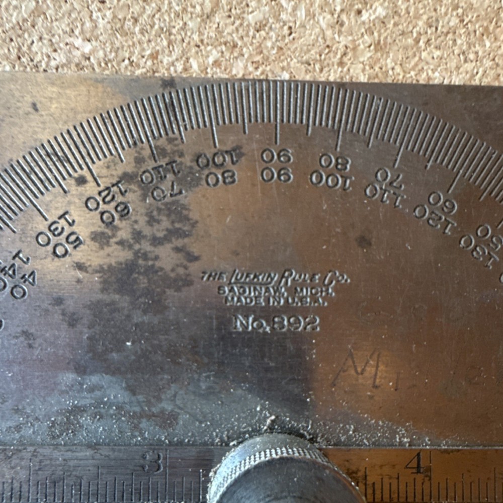 Lufkin No. 892 Rectangular Head Protractor with 6 in Blade, 0-180° Range