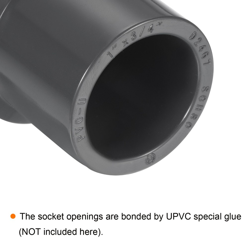UPVC Fitting Pipe Reducer 1"x 3/4" 3pcs Straight Coupling
