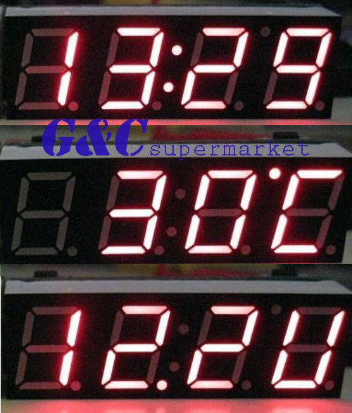 0.56" Red led Digital Display Electronic Time Clock DS1302+Thermometer+Voltag M9