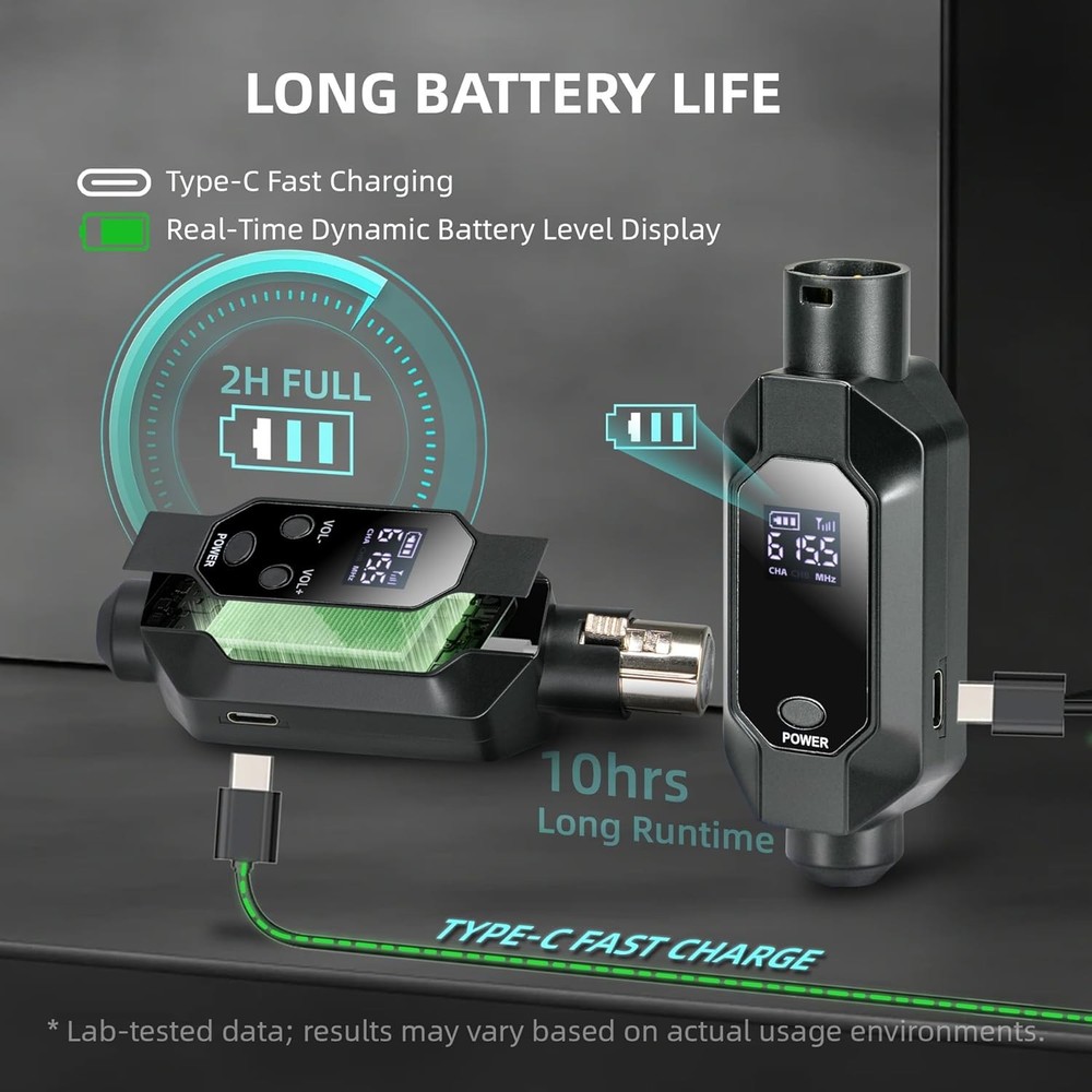 Transmitters Black Wireless XLR Microphone Transmitter Phantom Power 2.4G Auto