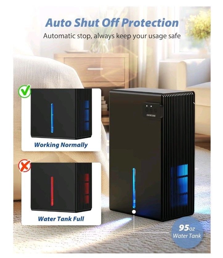 CT2 Black Compact Lightweight Sleep Mode 2.8L Dehumidifier