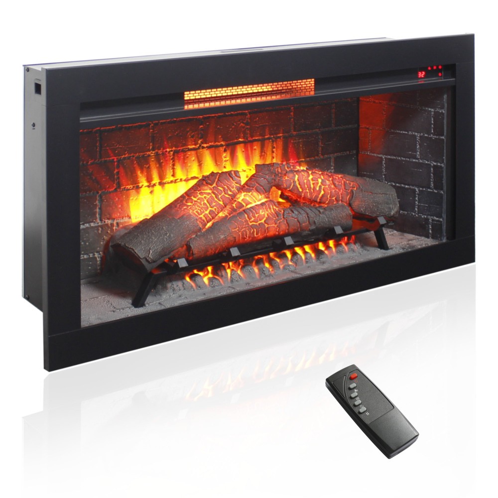 36" Infrared Electric Fireplace Insert w/ Touch Panel & Remote