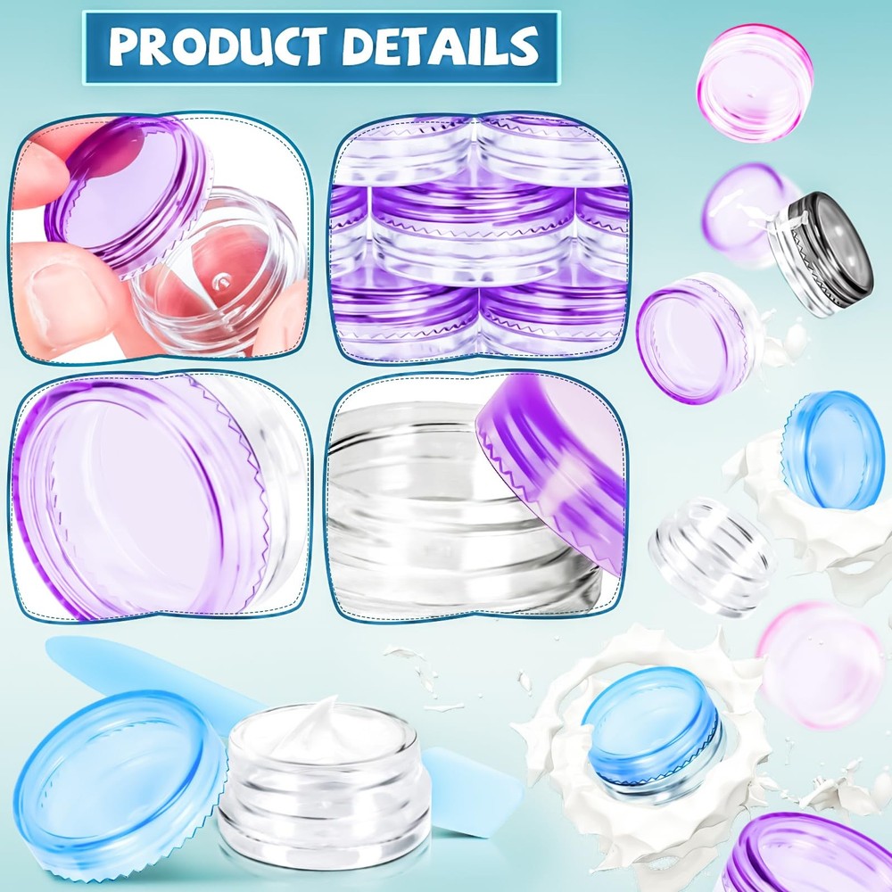 MotBach 100 Pcs 3g Empty Plastic Containers with Lids,Tiny 100PCS, Colored