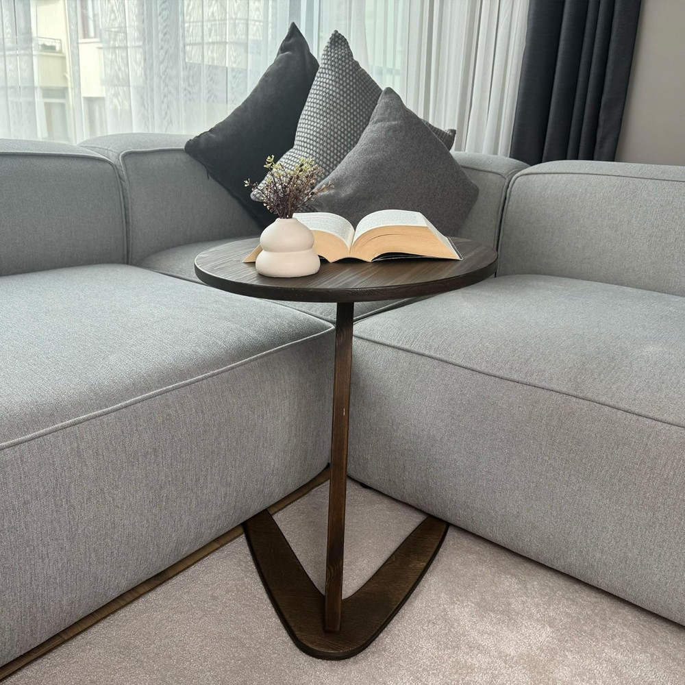 C-Shaped Handmade End Table, Side Table for Couches, Sofa Tables Slide under Cou