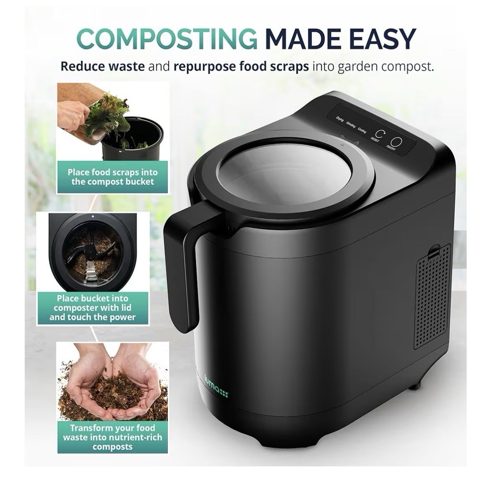 Luma - Electric kitchen composter, 2.5 liter capacity, composting container for