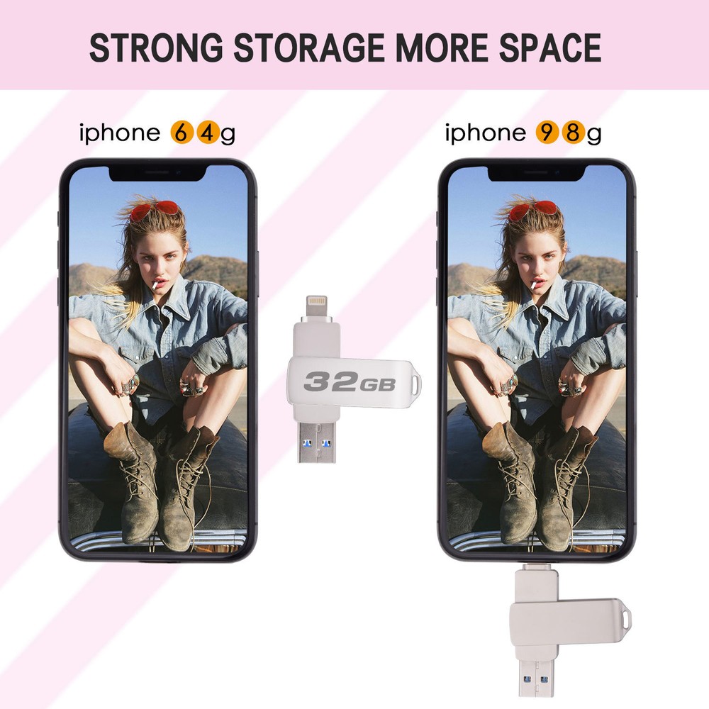 1TB USB 3.0 Flash Drive 128GB Thumb Drive Storage Memory Stick For iPhone iOS PC