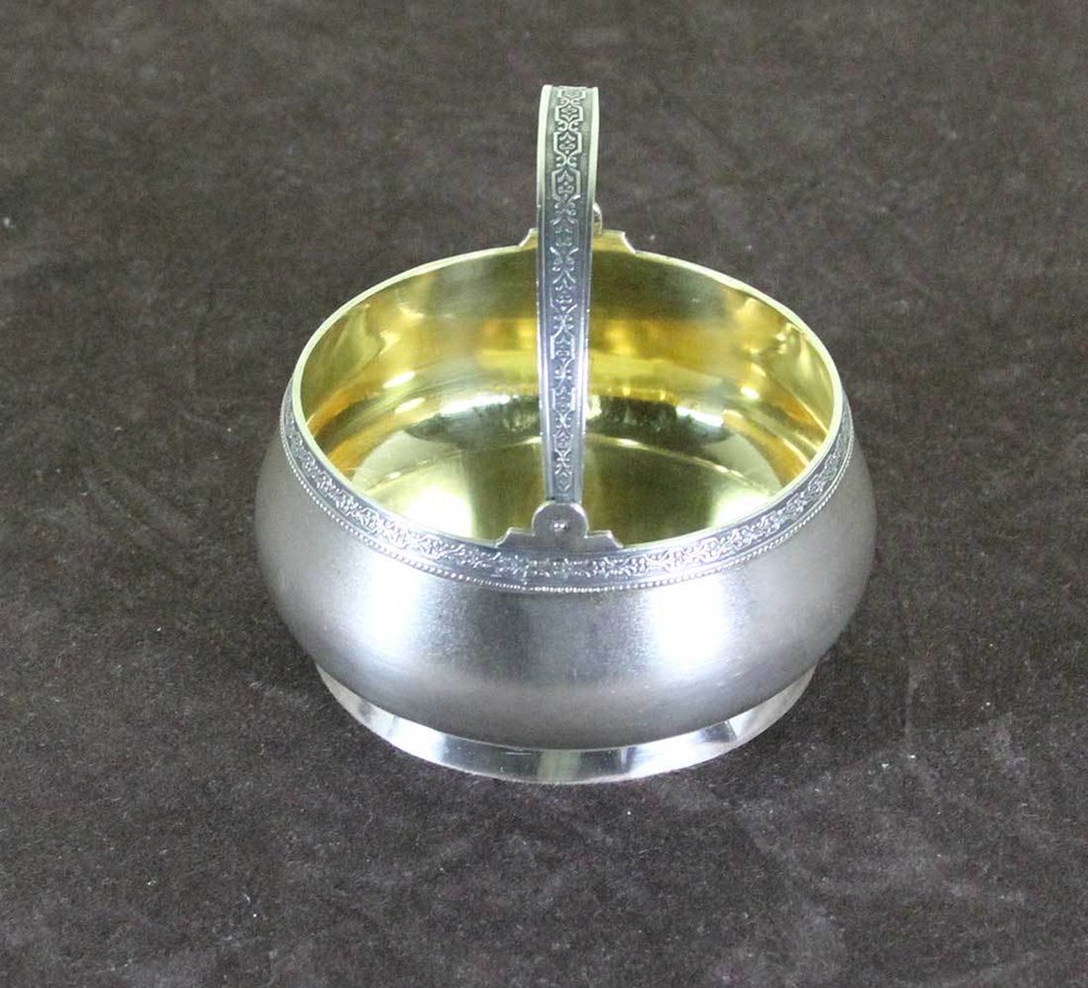 Vintage Sterling Silver Basket, Partly Gilt