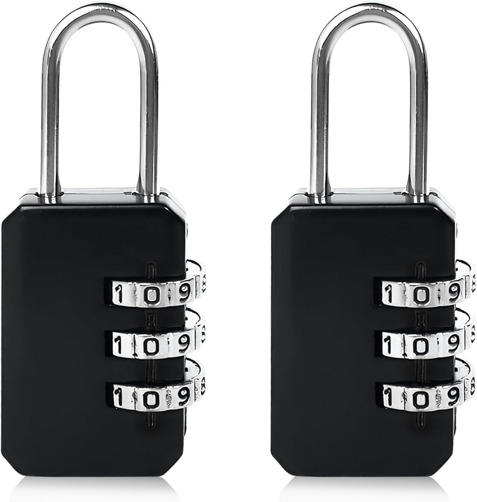 2-Pack Customizable Black Luggage Locks – Set Your Own Combination, Secure Tra