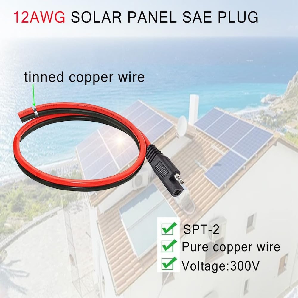 12AWG SAE Connector,SAE Extension Cable,Solar Panel Plug with 1FT Quick Conne...