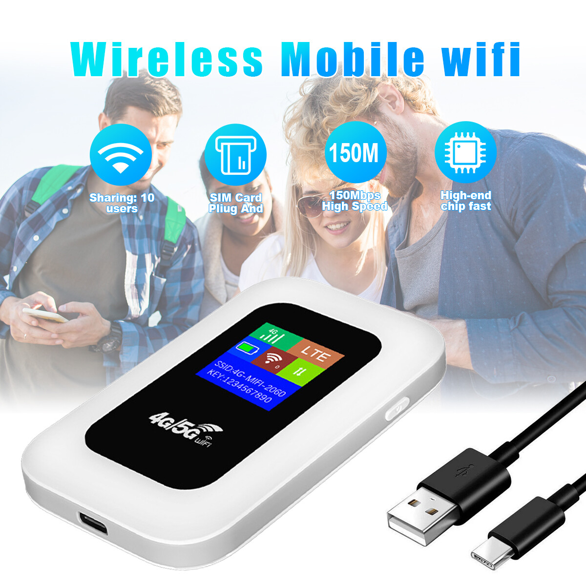 UNLOCKED Mobile Wifi 5G 4G SMART WIFI BOX Portable Modem Mifi Hotspot 150Mbps