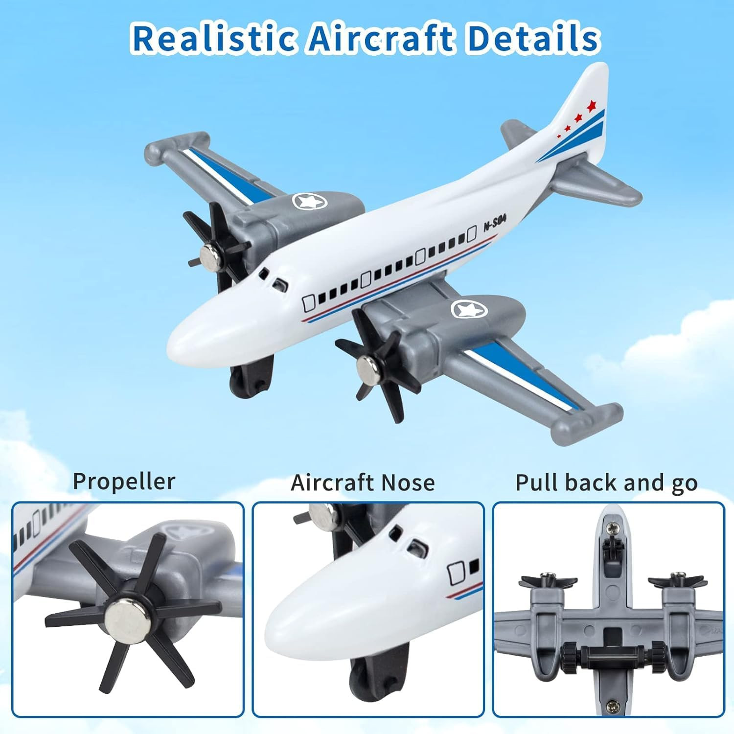 Toy Airplane 6 Pack, Diecast Airplane Toy for Boys Age 3 4-7 8-12, Alloy Planes