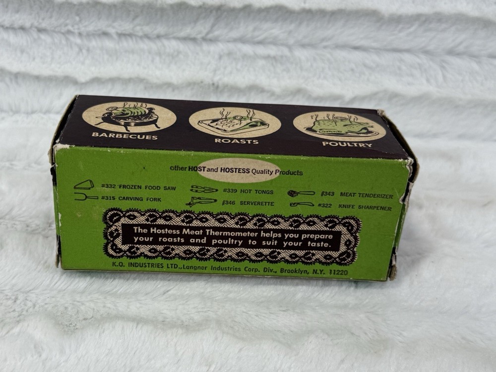 Vintage Hostess Meat Thermometer Original Box & Instructions
