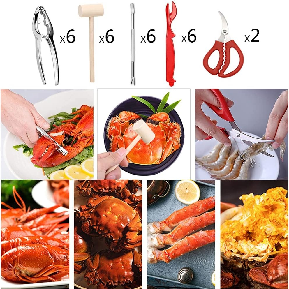 26 PCS Seafood Tools Include Crab Crackers, Seafood Scissors, Lobster Sheller, C