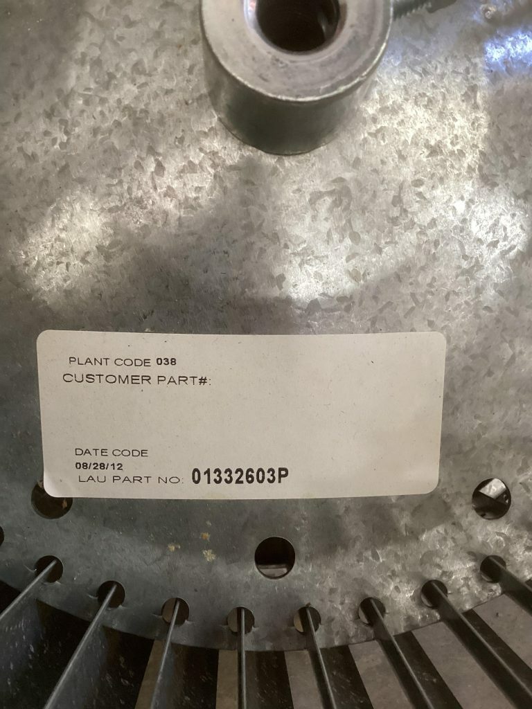 Lau Blower/Fan Wheel 01332603P DD10-6A; 1/2" Bore; 10 5/8"X 6"X 1/2" -NIB