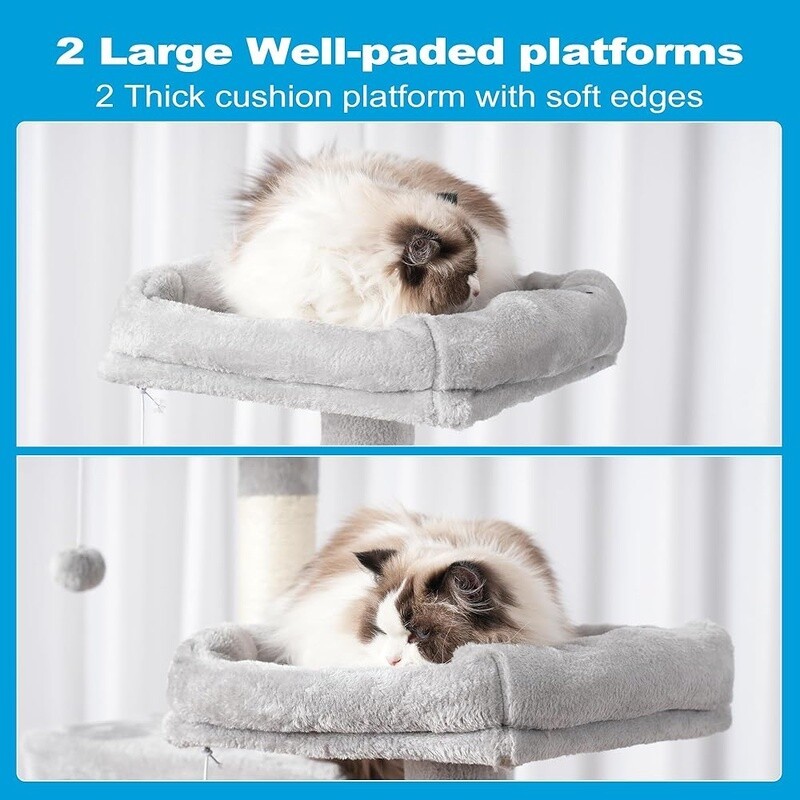 Large Multi-Level Cat Tree Condo W/ Scratching Posts Hammock Plush Toys Durable