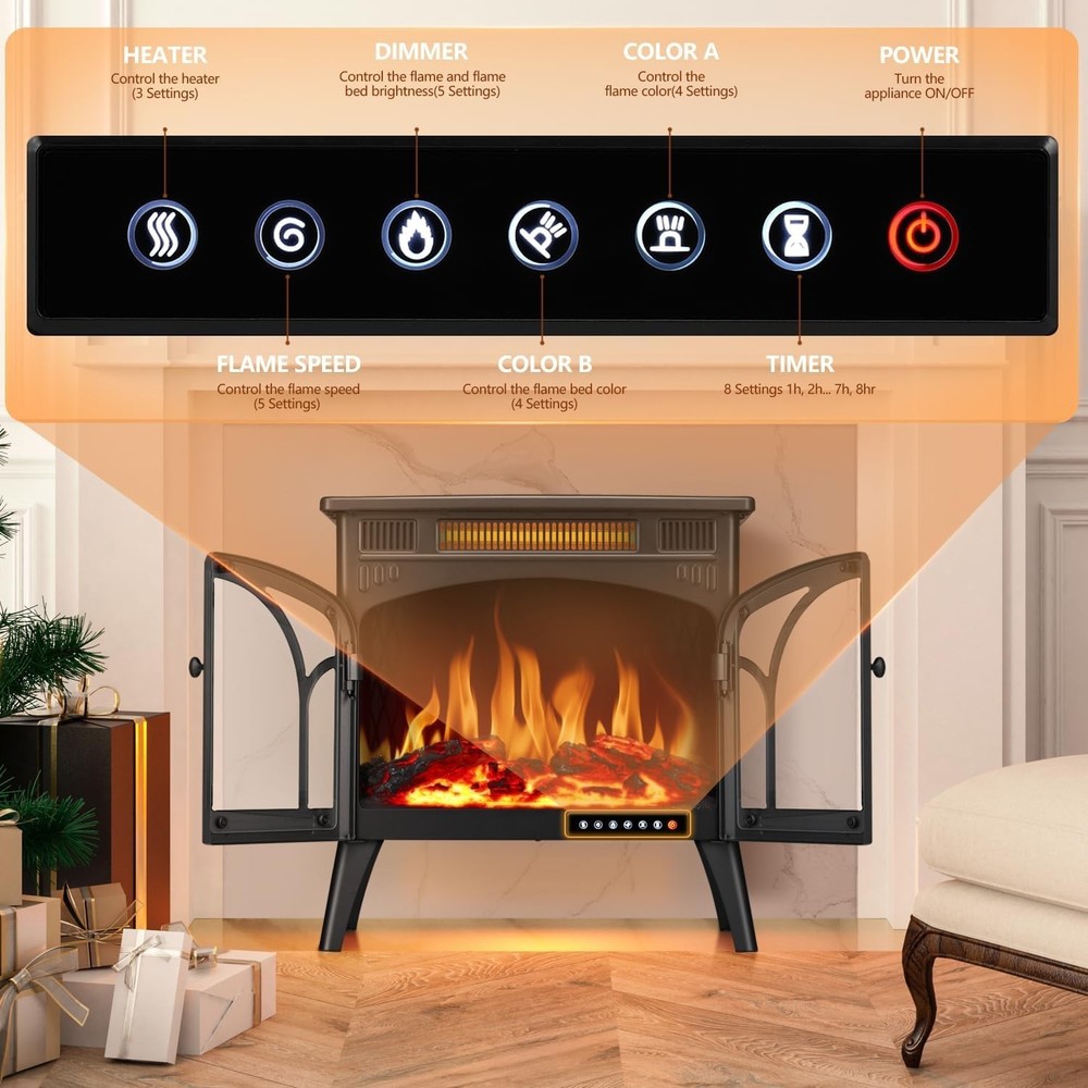 Electric Fireplace Heater 25" with Remote Control, Cathedral Stylish, Differe...