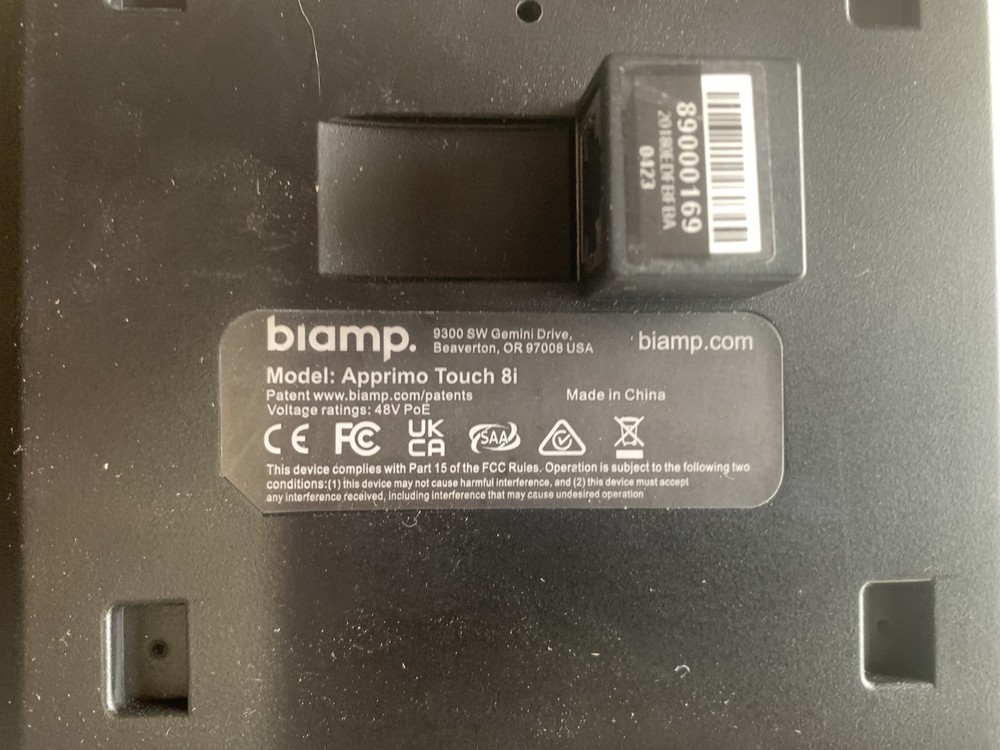 Biamp Apprimo Touch 8i control panel