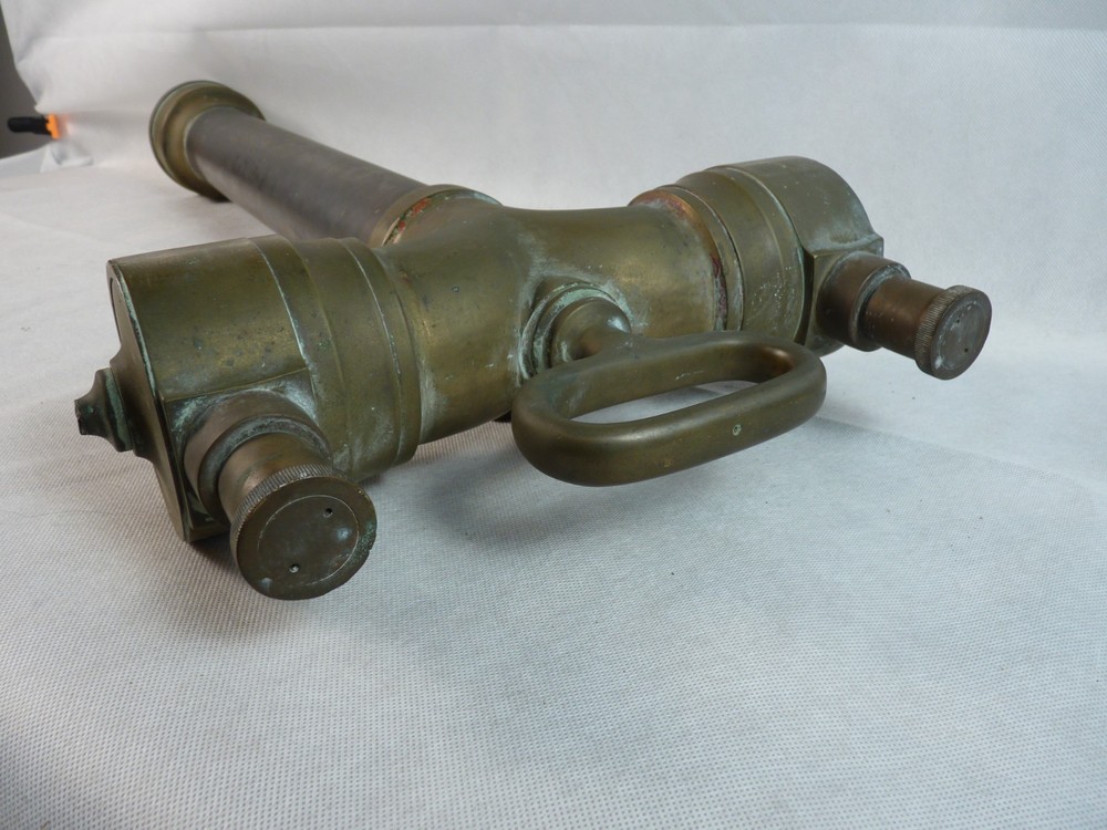 LARGE ANTIQUE SOLID BRASS FIRE BRIGADE HYDRANT STANDPIPE 29" TALL- COLLECTABLE