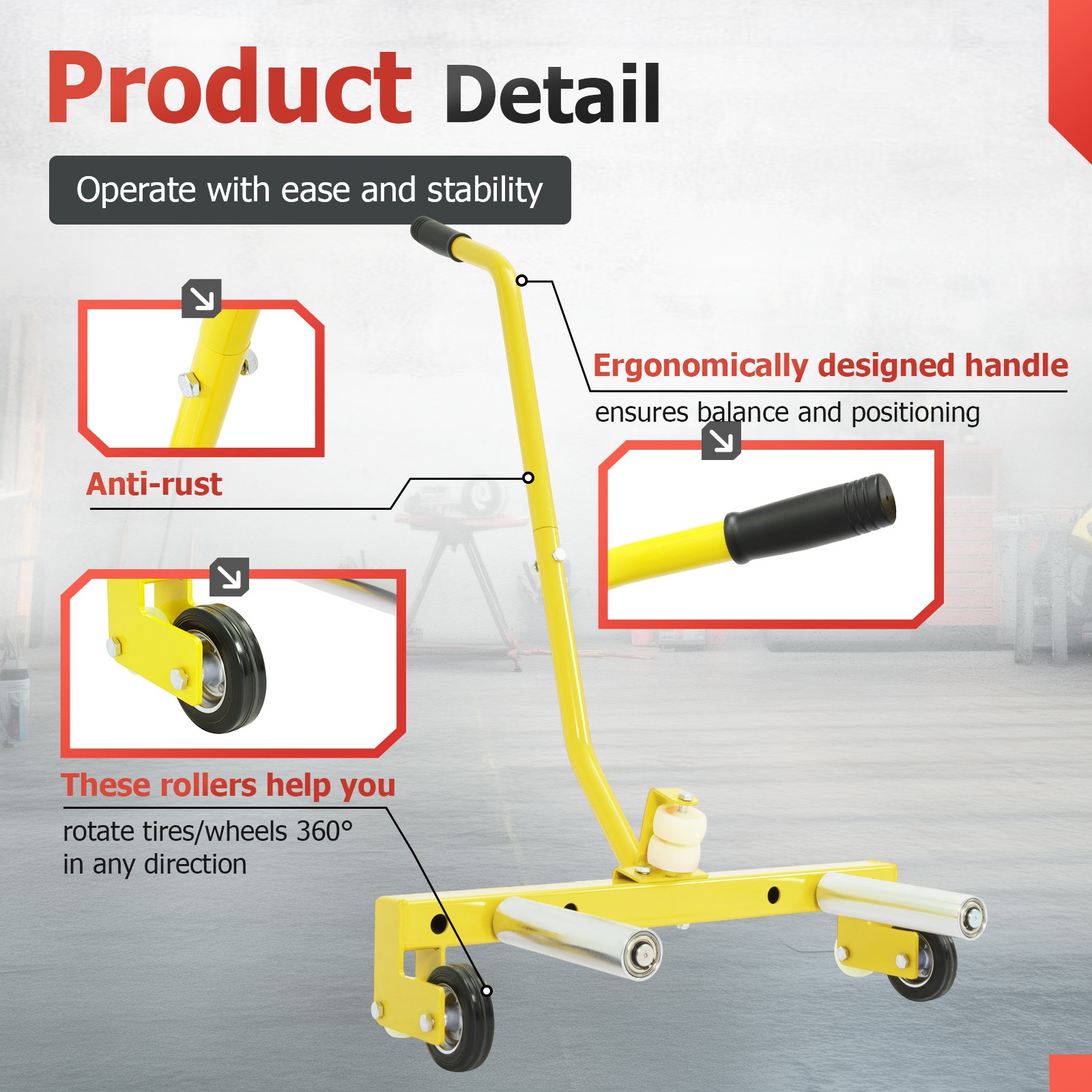 Adjustable Wheel Dolly Tire Dolly Cart Tire Lifting Tool with Adjustable Roller