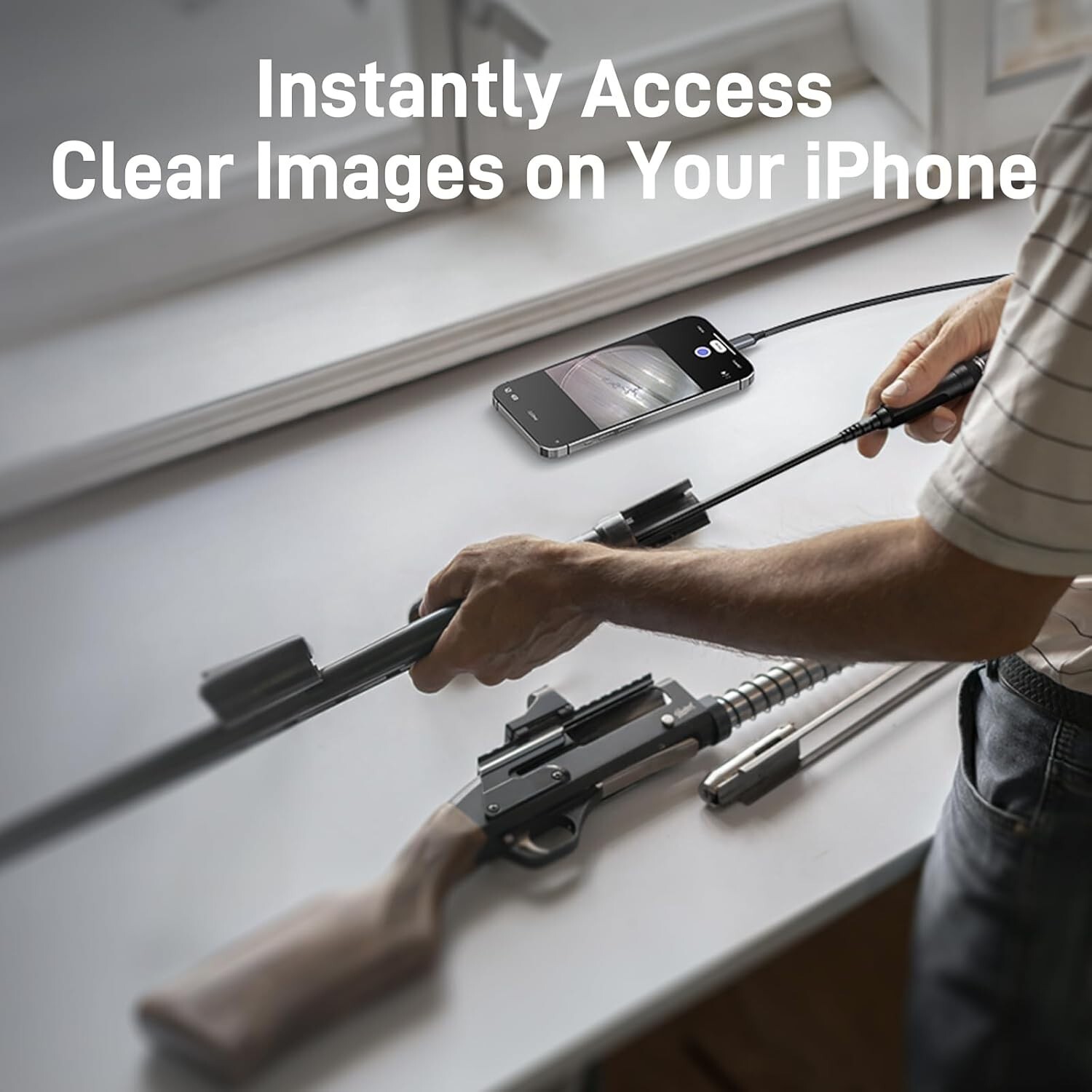 Teslong USB C 45inch Flexible Rifle Borescope Gun Cleaning Camera Fits .20 Calib