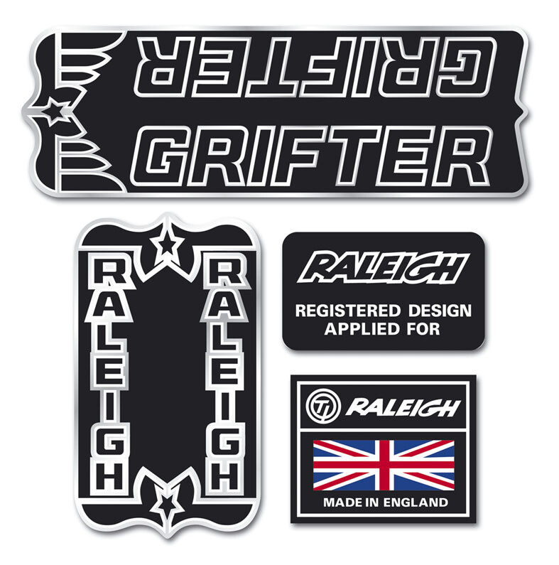 Raleigh Grifter Silver Decal Stickers Full Set