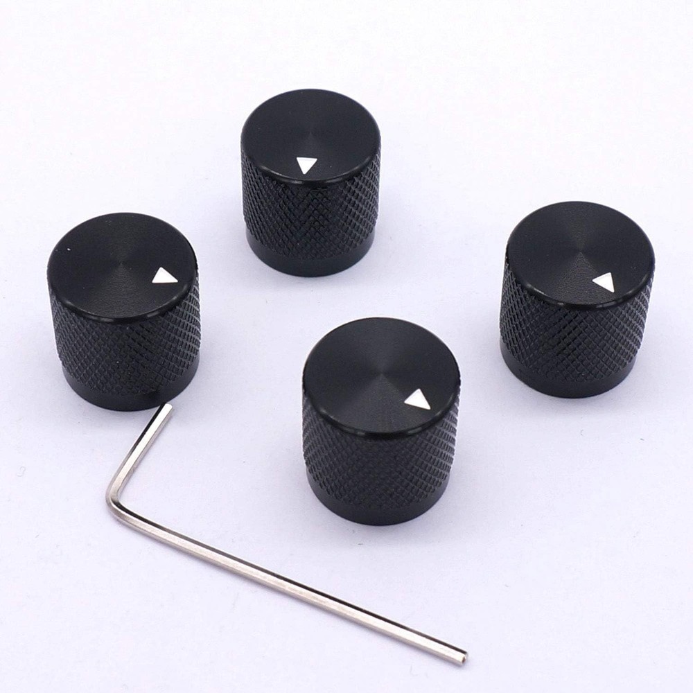 Precision CNC Machined Black Aluminum Knobs for Guitar & Audio Control - 4 Pack