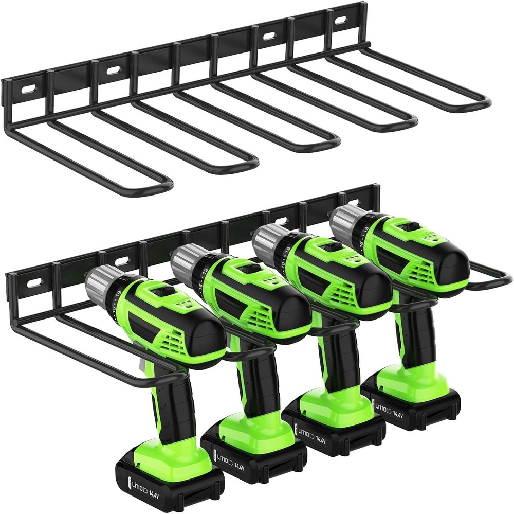 2 Pack Heavy-Duty Drill Holder Wall Mount – Space-Saving Power Tool Organizer