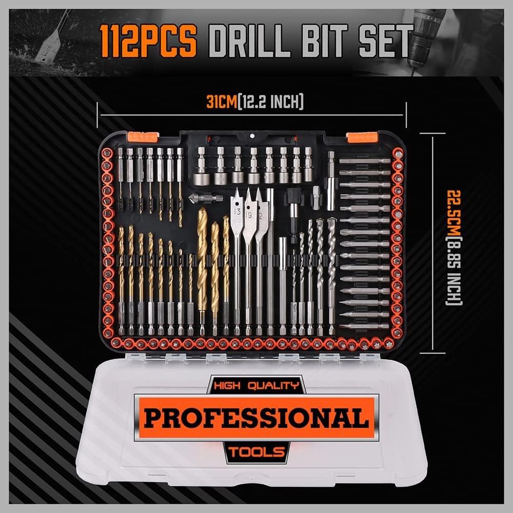Impact drill bit set 112 pieces hex shank driver bits screwdriver bits kit