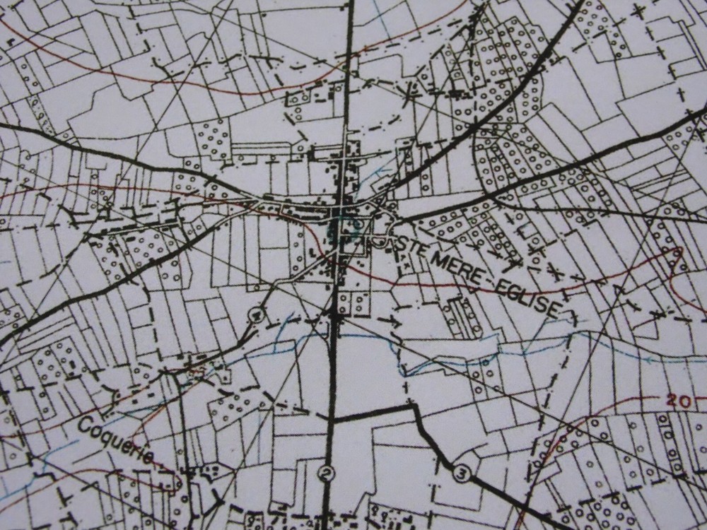 US Normandy Invasion Map 101st 'Ste Mere Eglise' (Carentan dispatch map case)