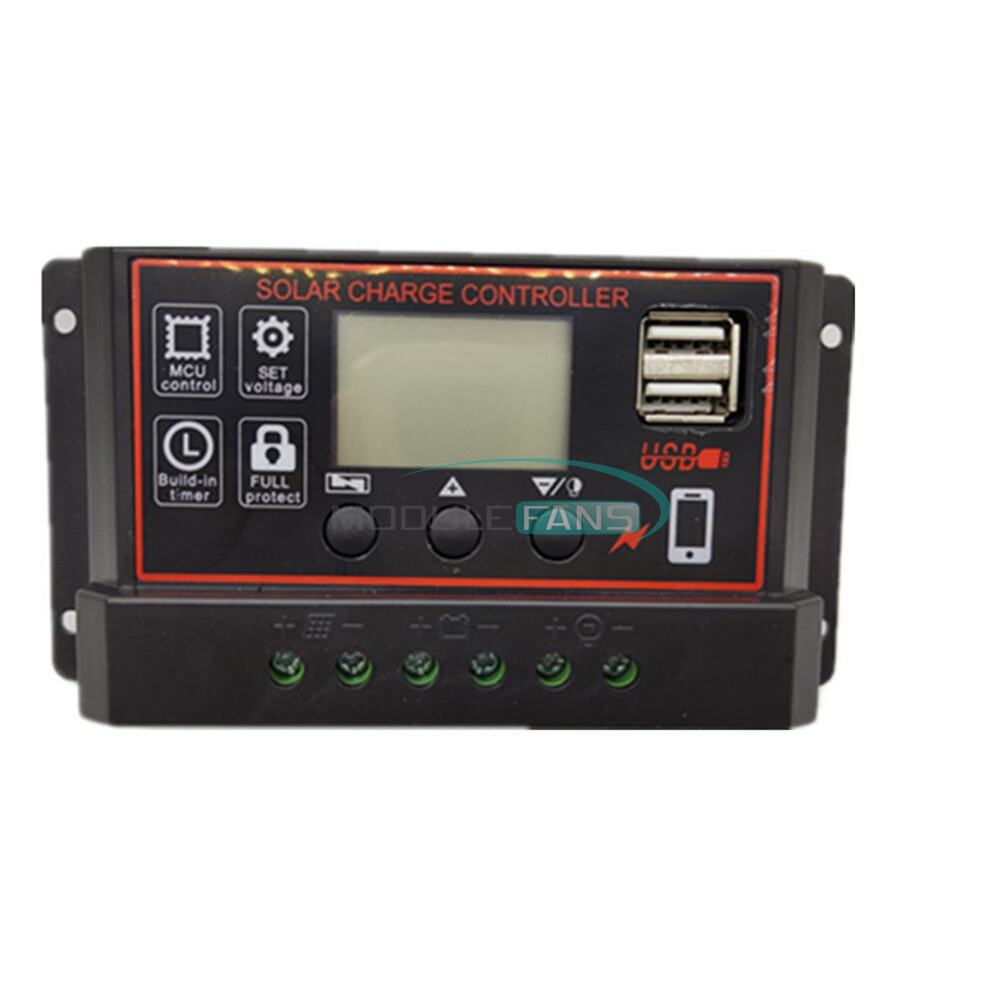 12/24V LCD Solar Charge Controller USB Output Auto Solar Time Controller Panel