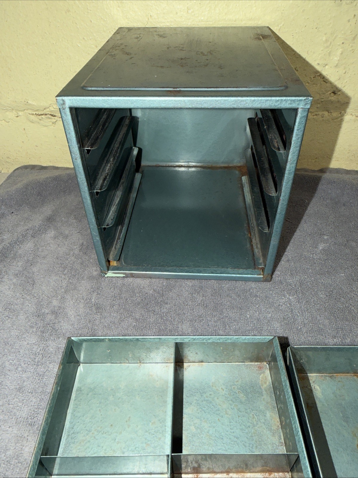 Vintage Metal Industrial 4-Drawer Small Parts Storage Cabinet