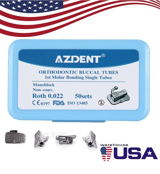 50Sets Dental Orthodontic Buccal Tubes Roth.022 1st Molar Bondable Non-Conv Mono