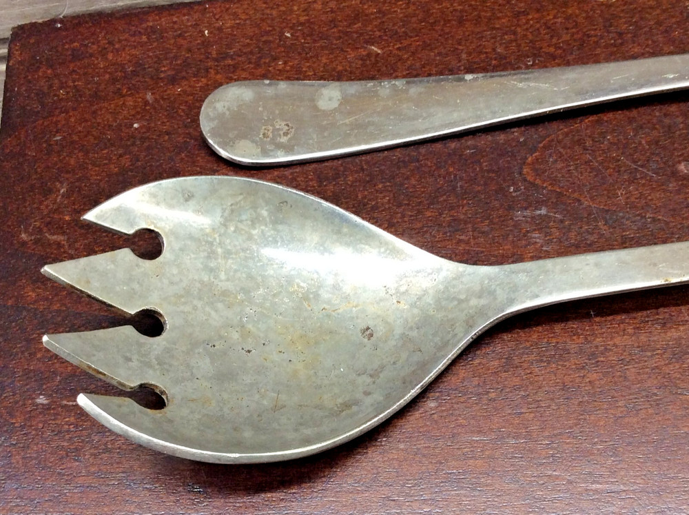 Vintage Silverplated Serving Salad Fork & Spoon Utensils Italy