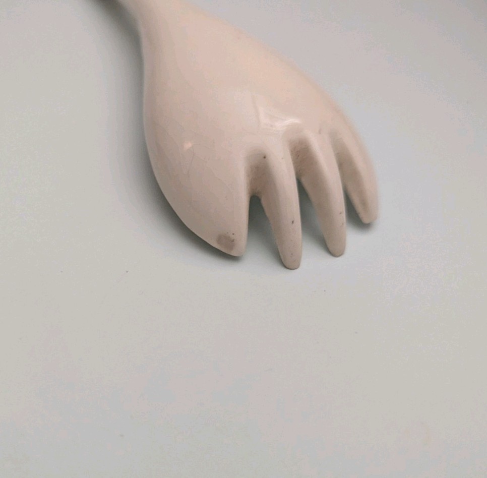 Vintage Ceramic Floral Design Serving Fork with Hanging Handle