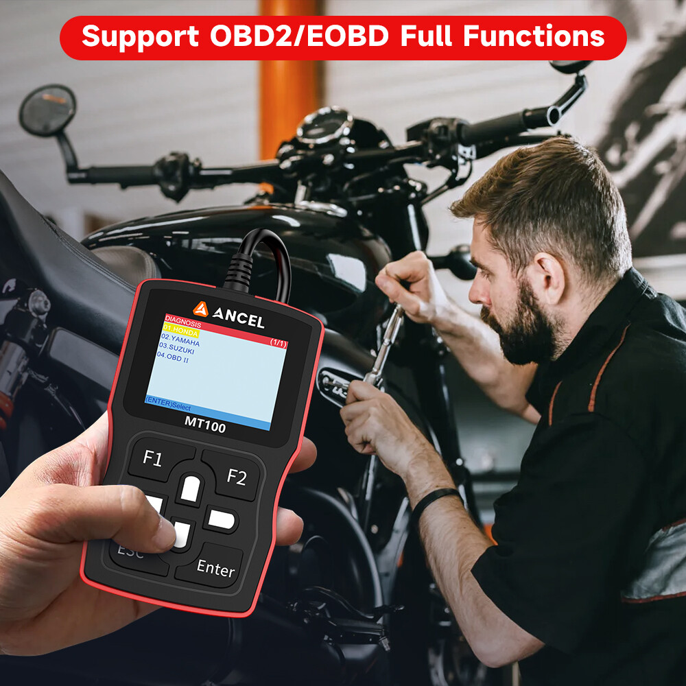 ANCEL MT100 Motorcycle Scanner OBD2 Code Reader Engine ABS Diagnostic Tool