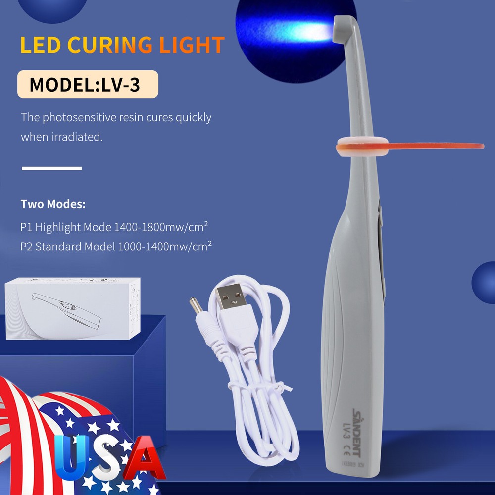 Dental Wireless Curing Light 3 Second Cure LED Lamp 2200MW 2 Modes