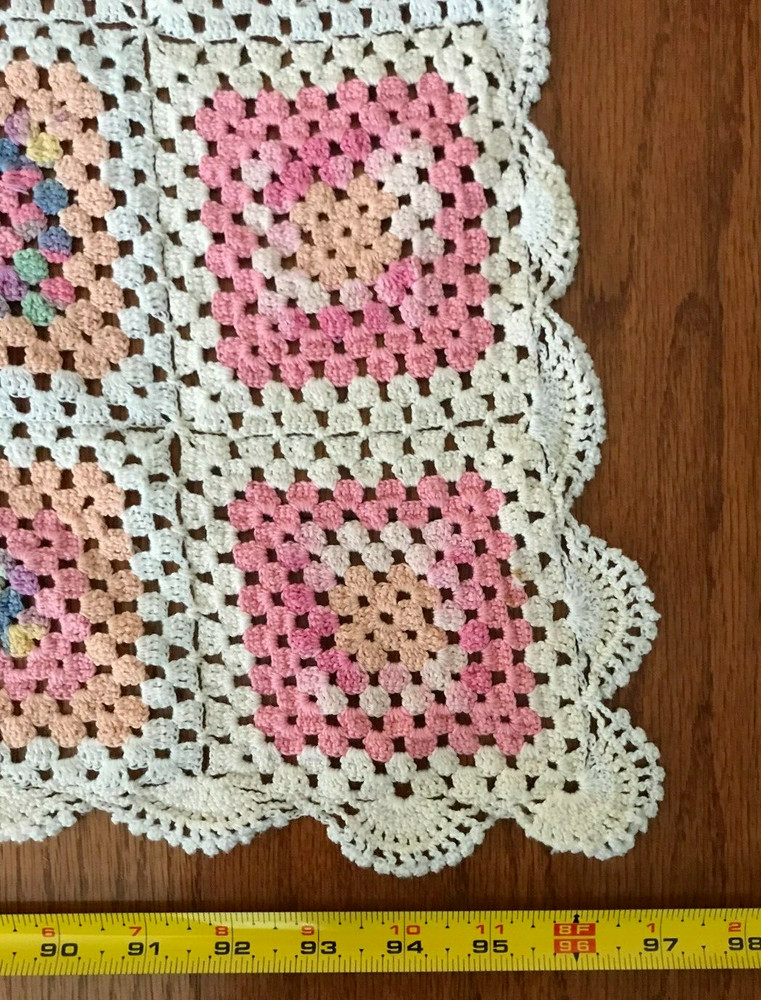 GRANNY Patchwork Pattern Hand Made Crochet Queen Bedspread 97in x 104in, 7lb