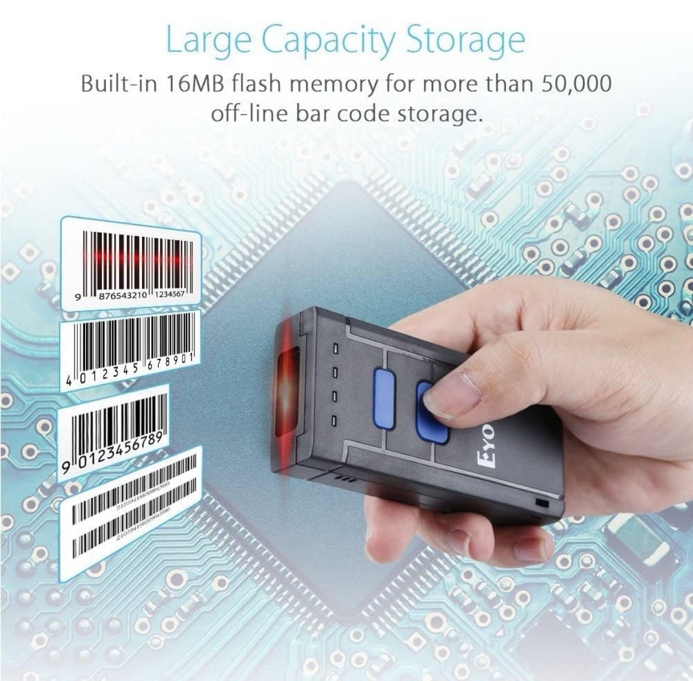 Eyoyo Mini 1D Wireless Barcode Scanner Bluetooth Fit For iPhone Android Windows