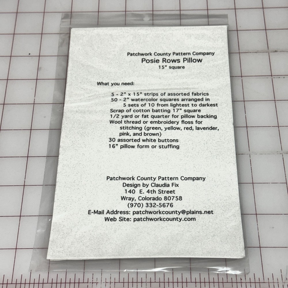 POSIE ROWS PILLOW Quilt & Pillow 15" Pattern Patchwork County Pattern Company