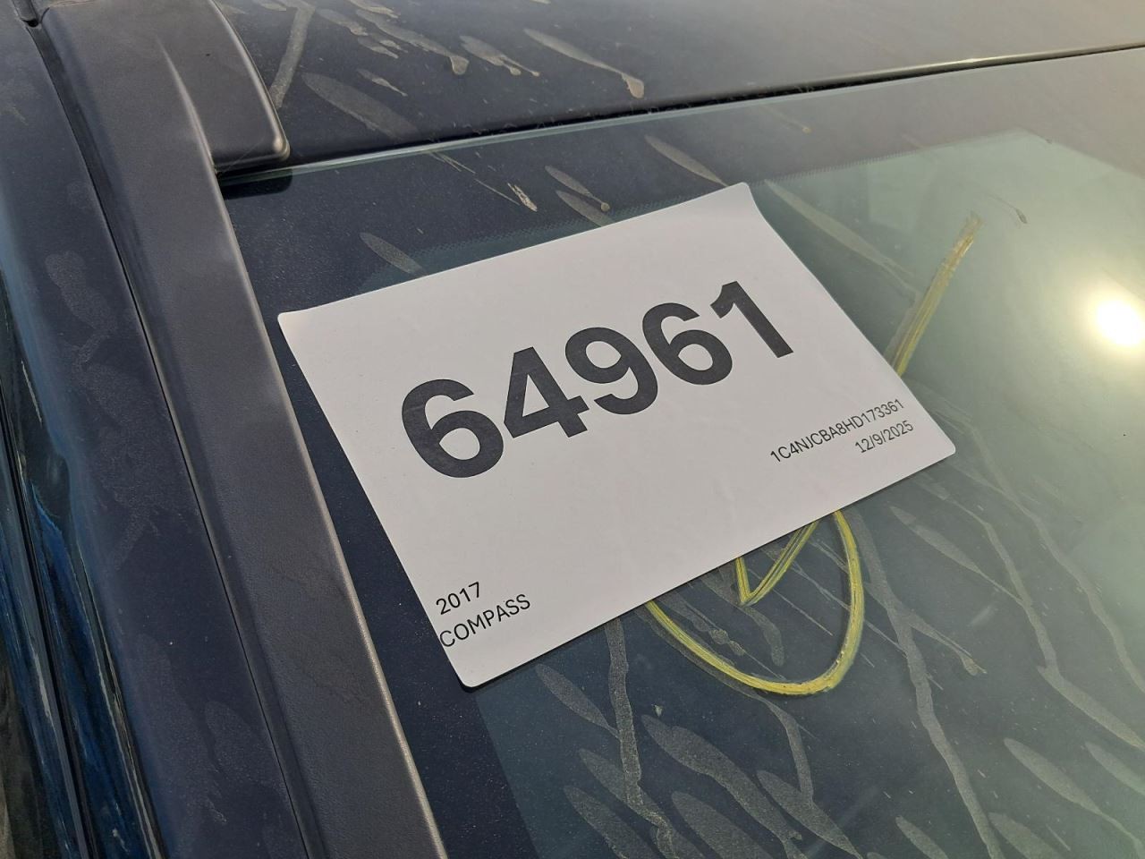 2017 Compass Driver Side Curtain Roof Airbag Used OEM 95000 Miles 253-03327L