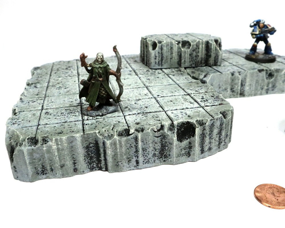 Gridded Stone Rock Hills Stacking Modular Wargaming Terrain Dungeon Tiles DnD