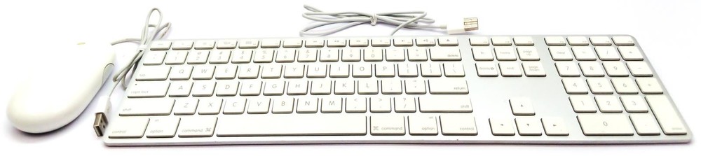 Apple Keyboard A1243 and Mouse Combo USB Wired with Numeric Keypad Aluminum