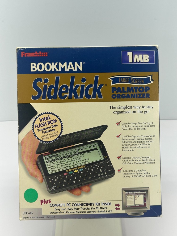 Franklin Bookman Sidekick SDK-765 Electronic Organizer - Box, Inserts & Disks!